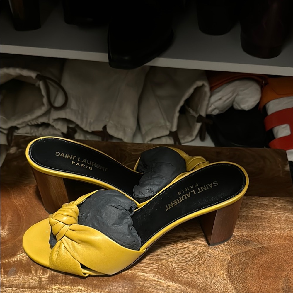 Saint Laurent Bianca Yellow Women's Heeled Sandals